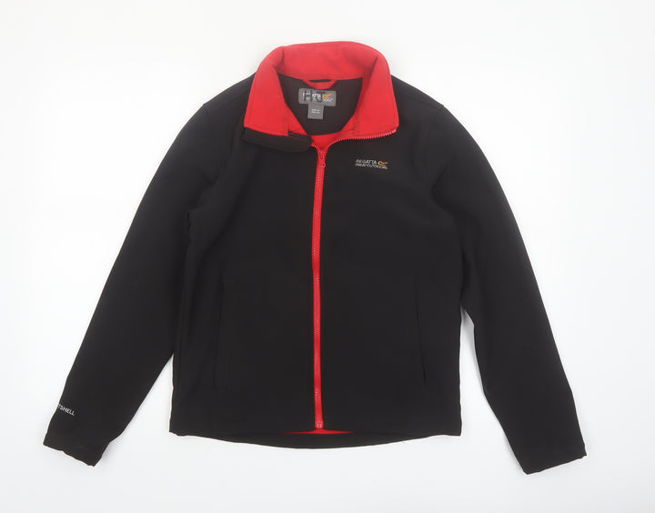 Regatta Boys Black Softshell Jacket 14 Years Full Zip Water Resistant