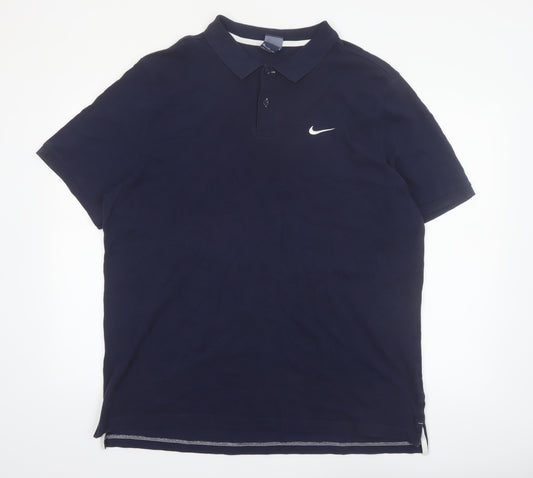 Nike Men's Blue 2XL Cotton Polo Shirt Short Sleeve Sports Top