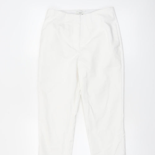 Marks and Spencer Women White Size 10 Regular Ankle Trousers