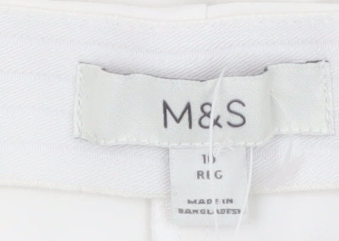 Marks and Spencer Women White Size 10 Regular Ankle Trousers