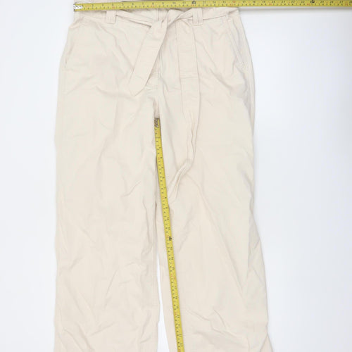 Marks and Spencer Women Beige Cotton Chino Trousers Size 14 Regular