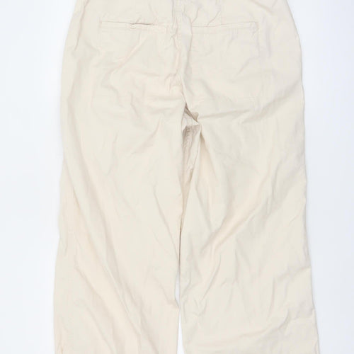 Marks and Spencer Women Beige Cotton Chino Trousers Size 14 Regular