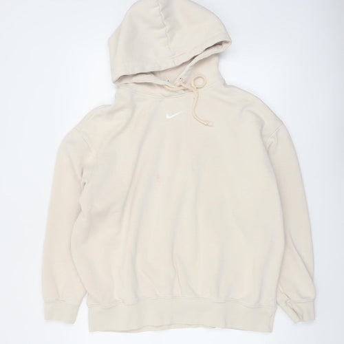 Nike Men’s Beige Pullover Hoodie M Regular Fit Fleece Hooded Sweatshirt