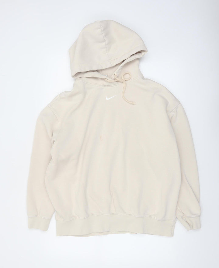 Nike Men’s Beige Pullover Hoodie M Regular Fit Fleece Hooded Sweatshirt