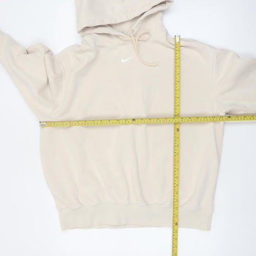 Nike Men’s Beige Pullover Hoodie M Regular Fit Fleece Hooded Sweatshirt