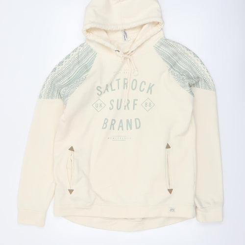 Saltrock Women Beige Hooded Pullover Hoodie Size 16 Cotton Blend