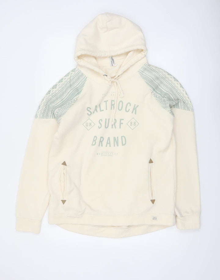 Saltrock Women Beige Hooded Pullover Hoodie Size 16 Cotton Blend