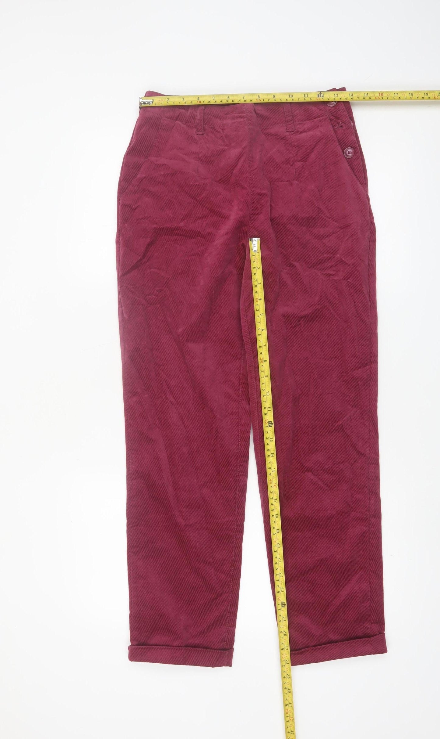 Seasalt Cornwall Women's Burgundy Cropped Trousers UK 8 Organic Cotton