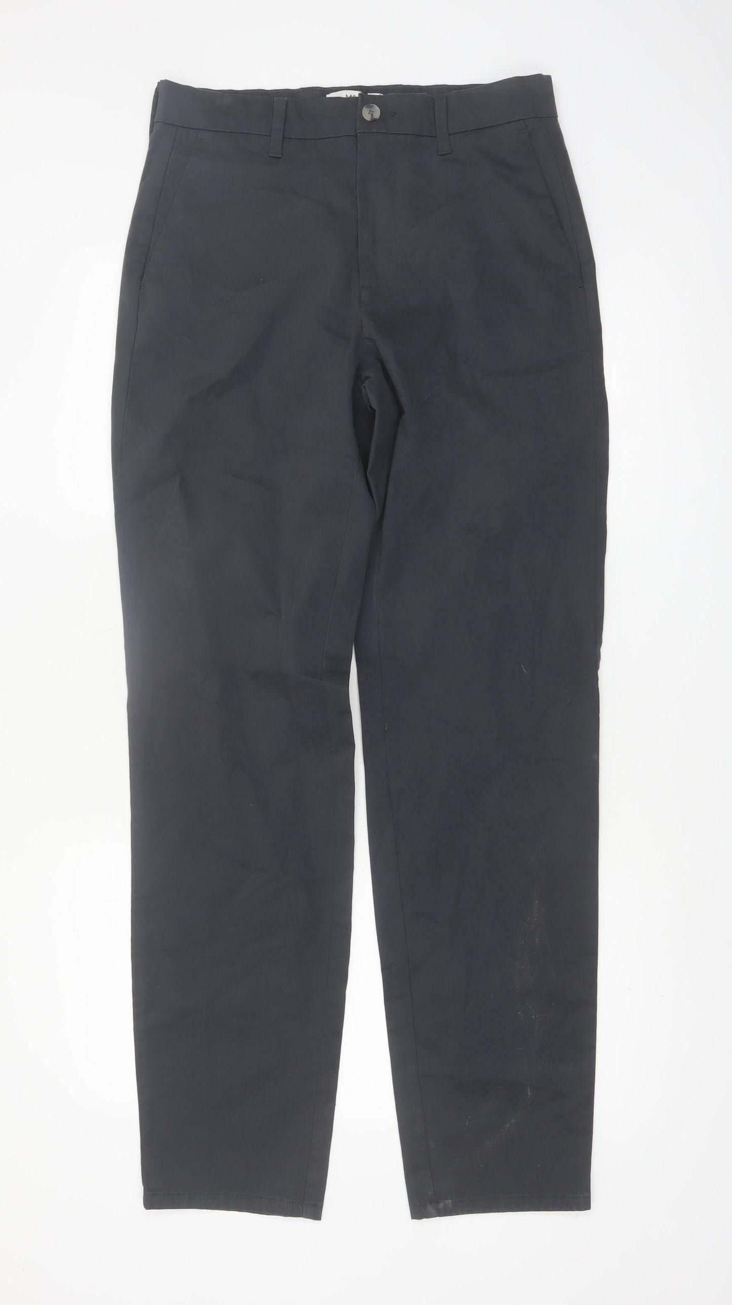 Marks and Spencer Men's Black Regular Fit Chino Trousers 30/33