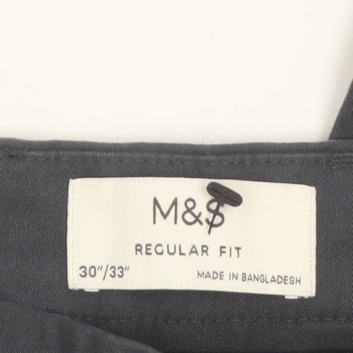 Marks and Spencer Men's Black Regular Fit Chino Trousers 30/33
