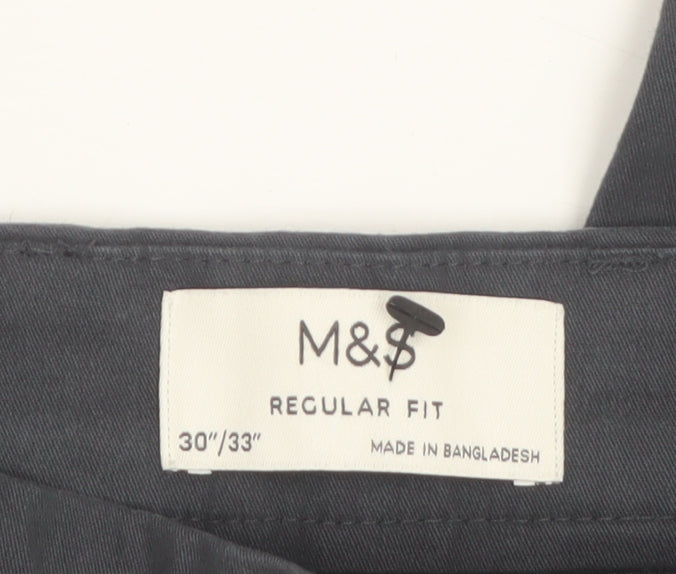 Marks and Spencer Men's Black Regular Fit Chino Trousers 30/33