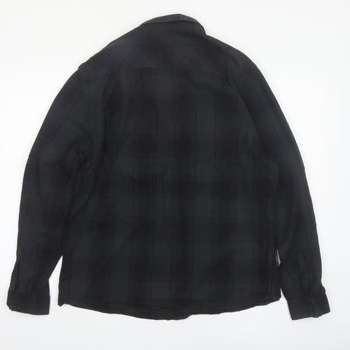 Label Lab Men's Black Checked Cotton Button-Up Shirt XL