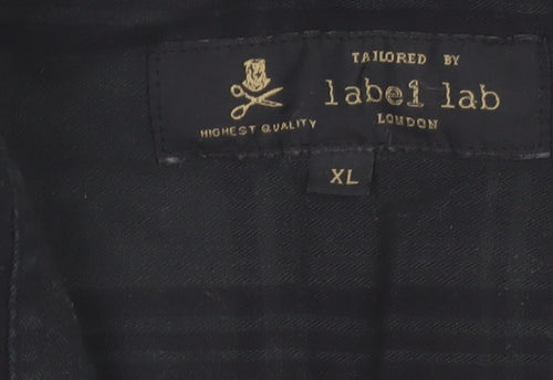 Label Lab Men's Black Checked Cotton Button-Up Shirt XL