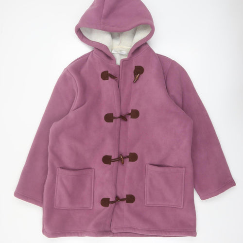 Being Casual Womens Purple Hooded Fleece Duffle Coat UK 16/18