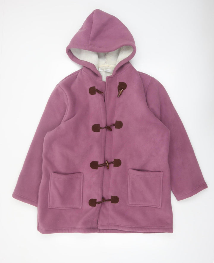 Being Casual Womens Purple Hooded Fleece Duffle Coat UK 16/18