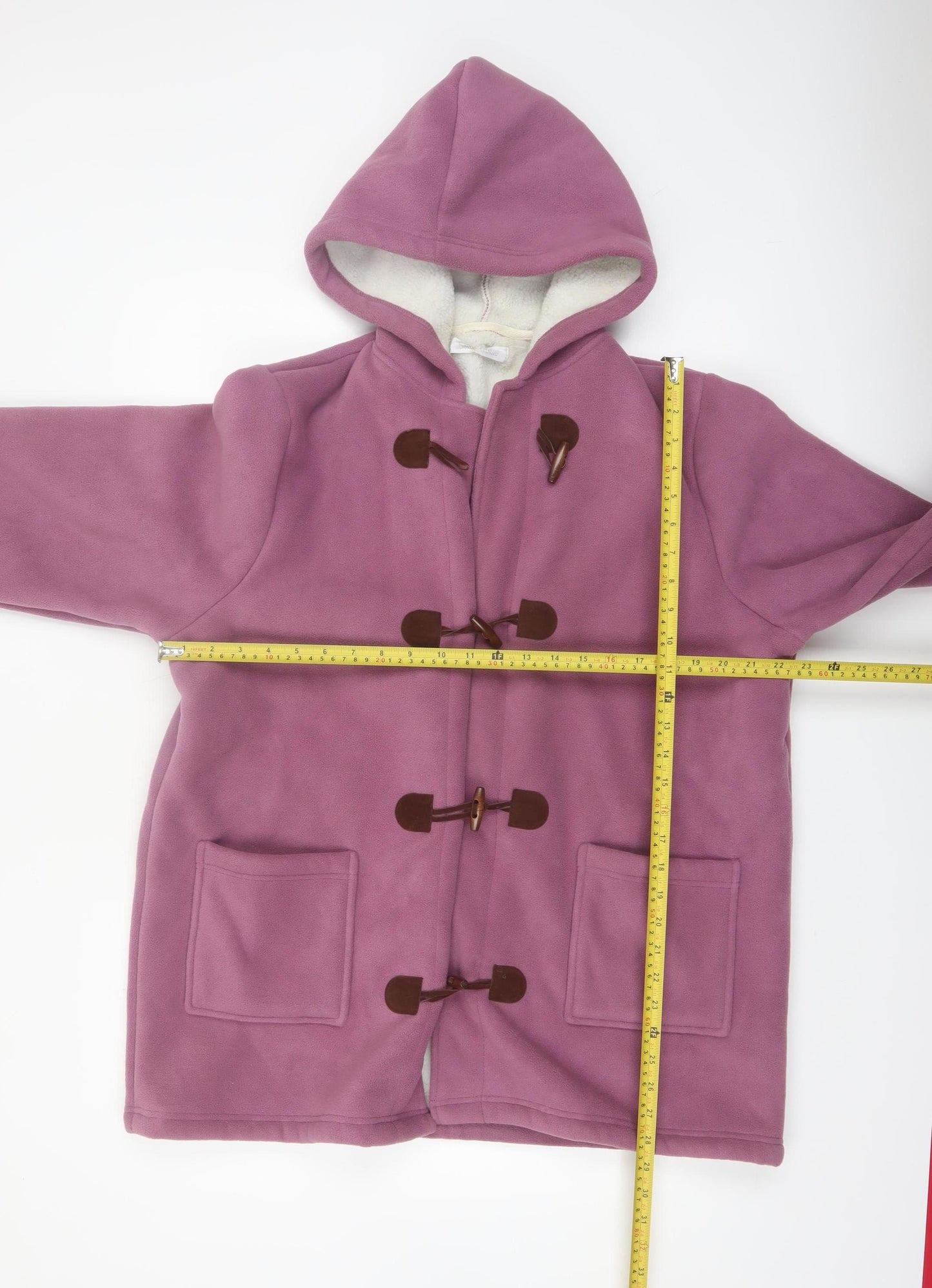 Being Casual Womens Purple Hooded Fleece Duffle Coat UK 16/18