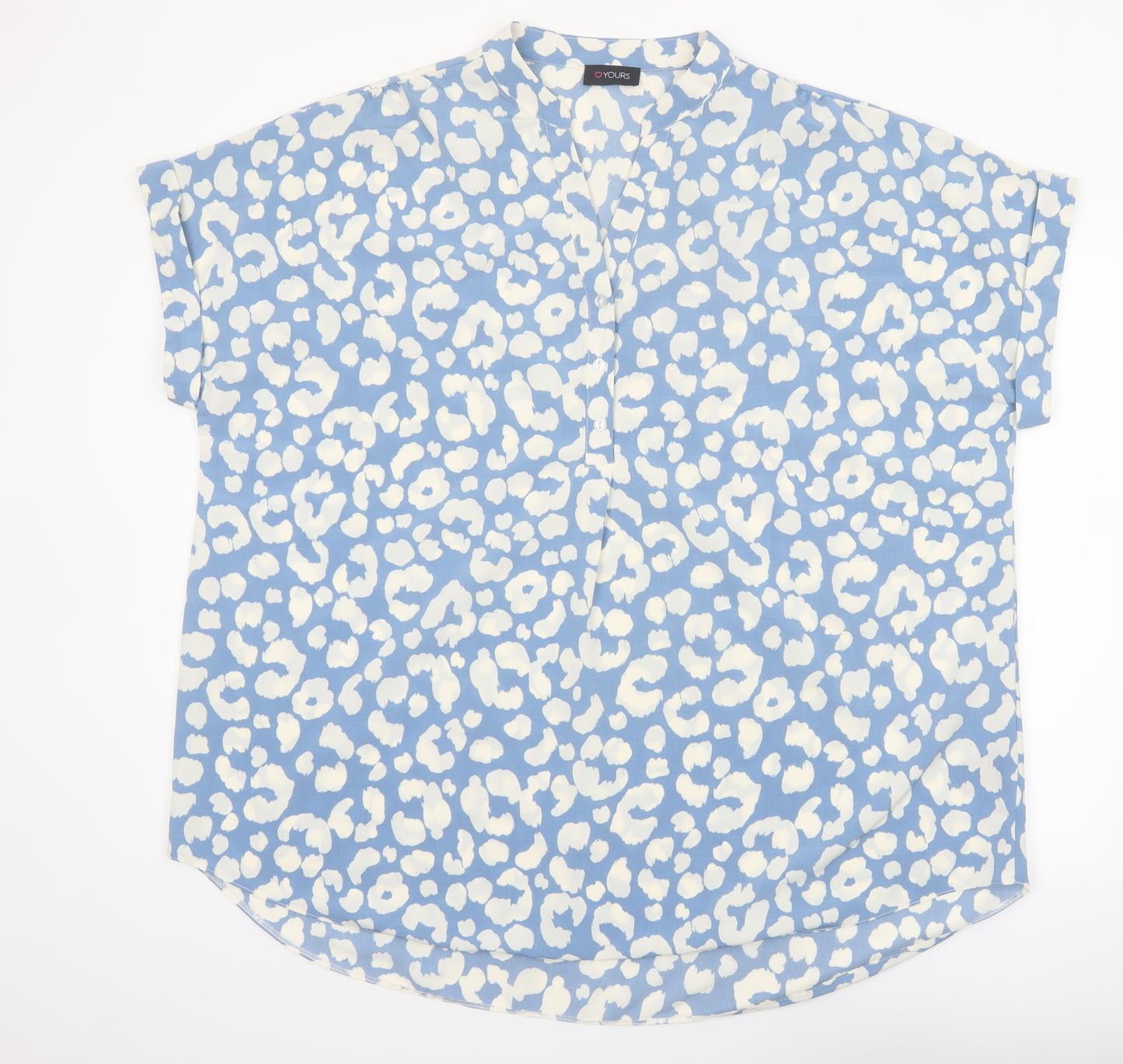 Yours Women’s Blue Animal Print Tunic Blouse Size 22 Short Sleeve