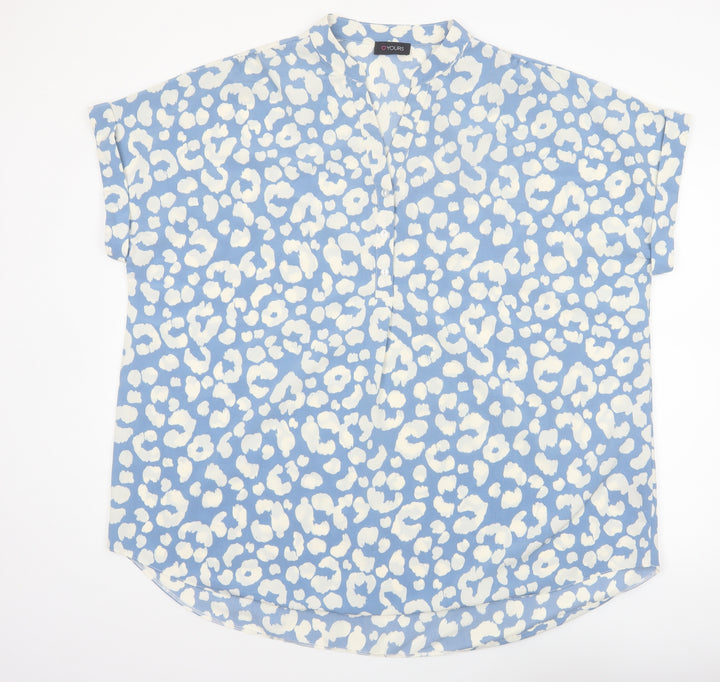 Yours Women’s Blue Animal Print Tunic Blouse Size 22 Short Sleeve