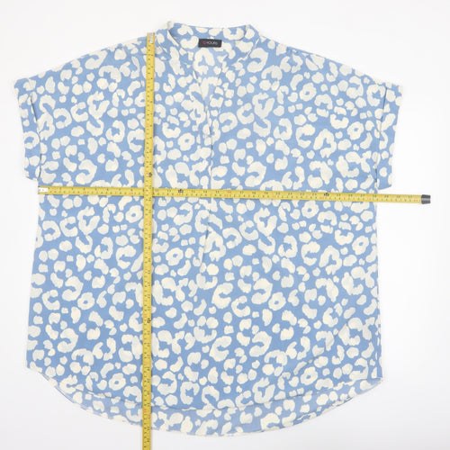 Yours Women’s Blue Animal Print Tunic Blouse Size 22 Short Sleeve