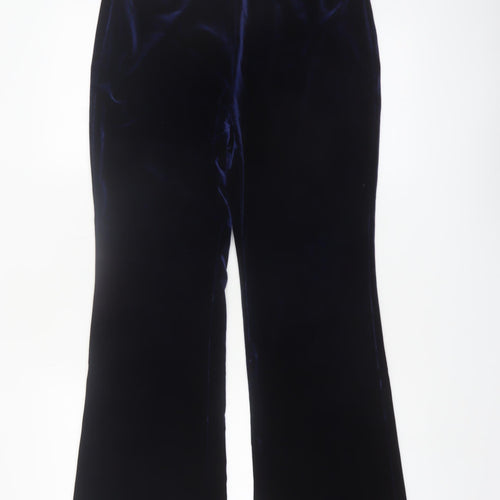 MOTF Women's Blue Velvet Stretch Trousers Size M Regular Fit