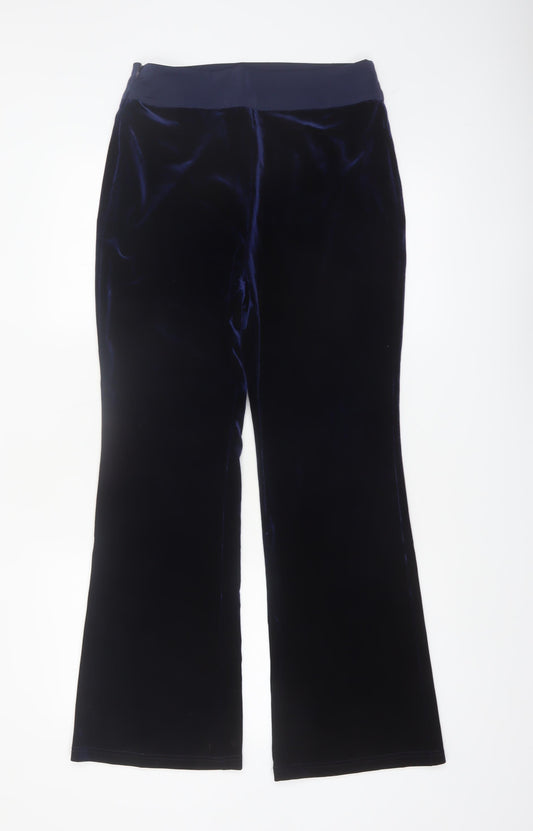 MOTF Women's Blue Velvet Stretch Trousers Size M Regular Fit