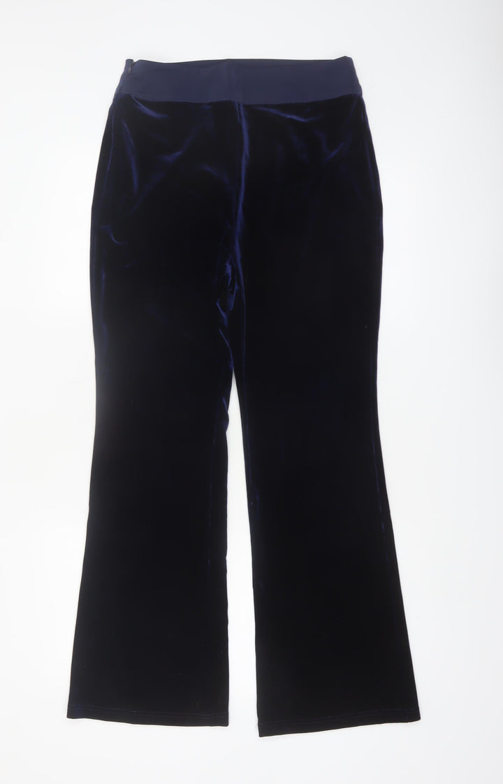MOTF Women's Blue Velvet Stretch Trousers Size M Regular Fit