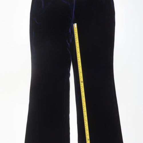 MOTF Women's Blue Velvet Stretch Trousers Size M Regular Fit