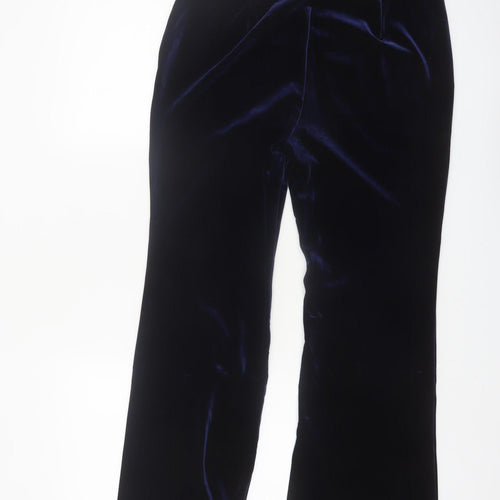 MOTF Women's Blue Velvet Stretch Trousers Size M Regular Fit