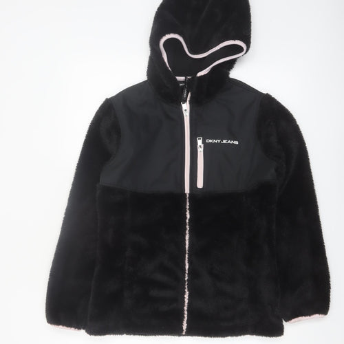 DKNY Jeans Women's Black Full Zip Hooded Sweatshirt Size L