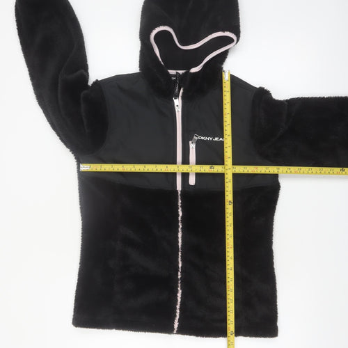 DKNY Jeans Women's Black Full Zip Hooded Sweatshirt Size L
