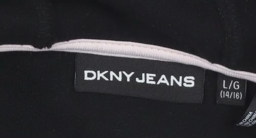 DKNY Jeans Women's Black Full Zip Hooded Sweatshirt Size L
