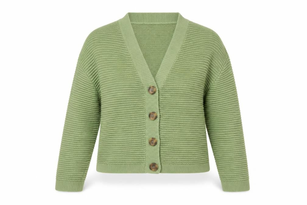 Damart Women's Green Acrylic V-Neck Button Cardigan Size 10/12