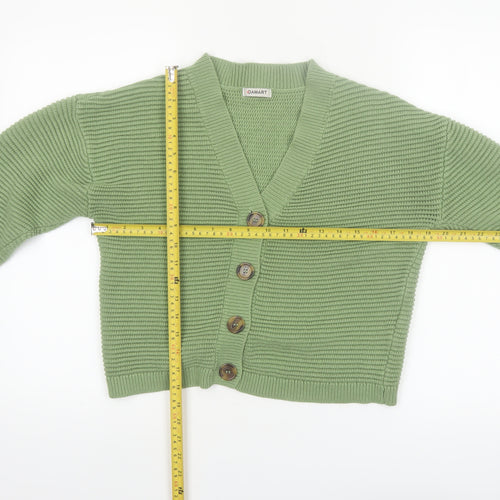 Damart Women's Green Acrylic V-Neck Button Cardigan Size 10/12