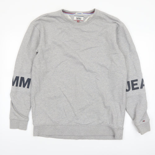 Tommy Jeans Men's Grey Logo Sweatshirt M Pullover Crew Neck