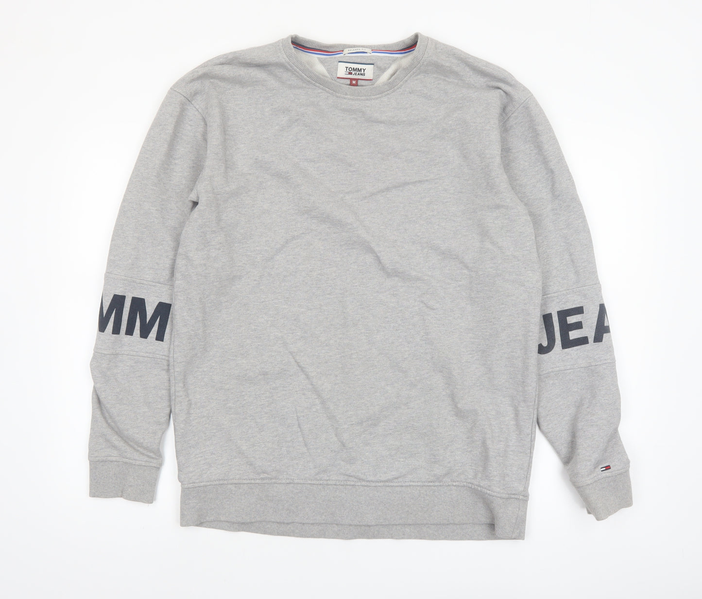 Tommy Jeans Men's Grey Logo Sweatshirt M Pullover Crew Neck