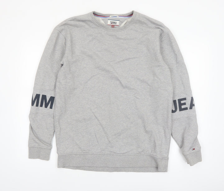 Tommy Jeans Men's Grey Logo Sweatshirt M Pullover Crew Neck