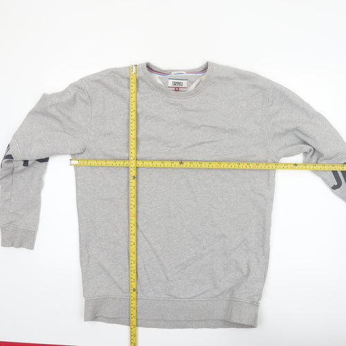Tommy Jeans Men's Grey Logo Sweatshirt M Pullover Crew Neck