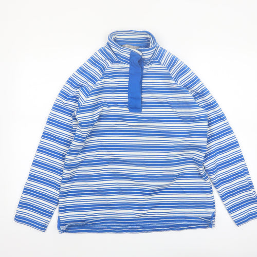 Mountain Warehouse Womens Blue Striped Henley Sweatshirt UK 12 Cotton