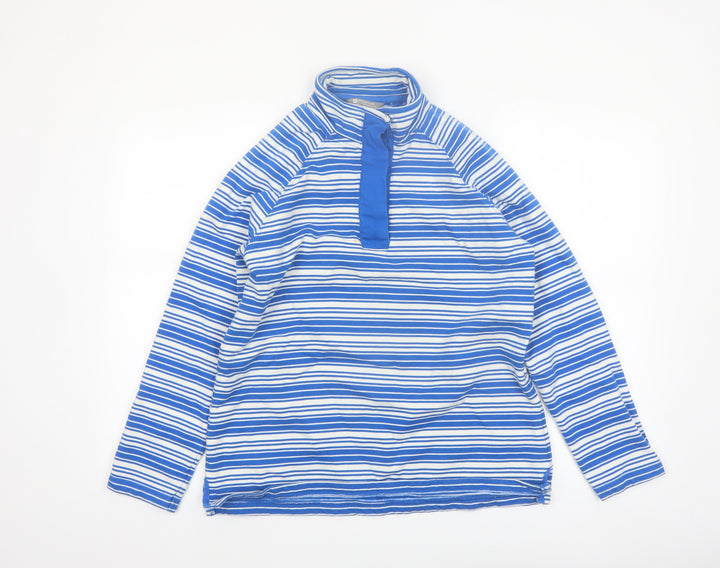 Mountain Warehouse Womens Blue Striped Henley Sweatshirt UK 12 Cotton