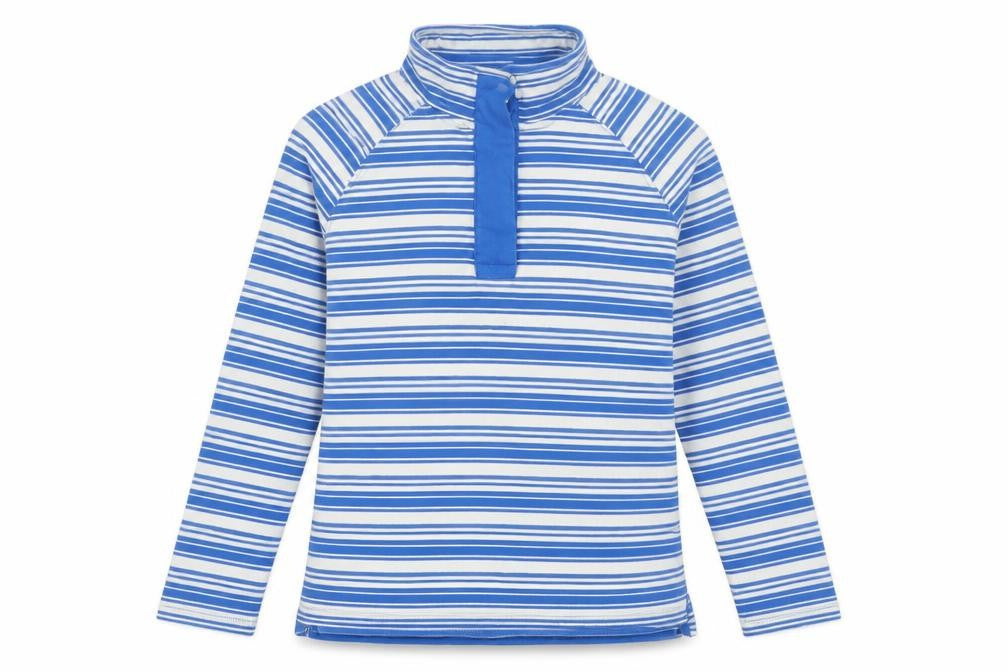 Mountain Warehouse Womens Blue Striped Henley Sweatshirt UK 12 Cotton