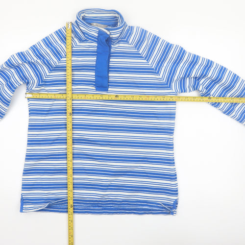 Mountain Warehouse Womens Blue Striped Henley Sweatshirt UK 12 Cotton