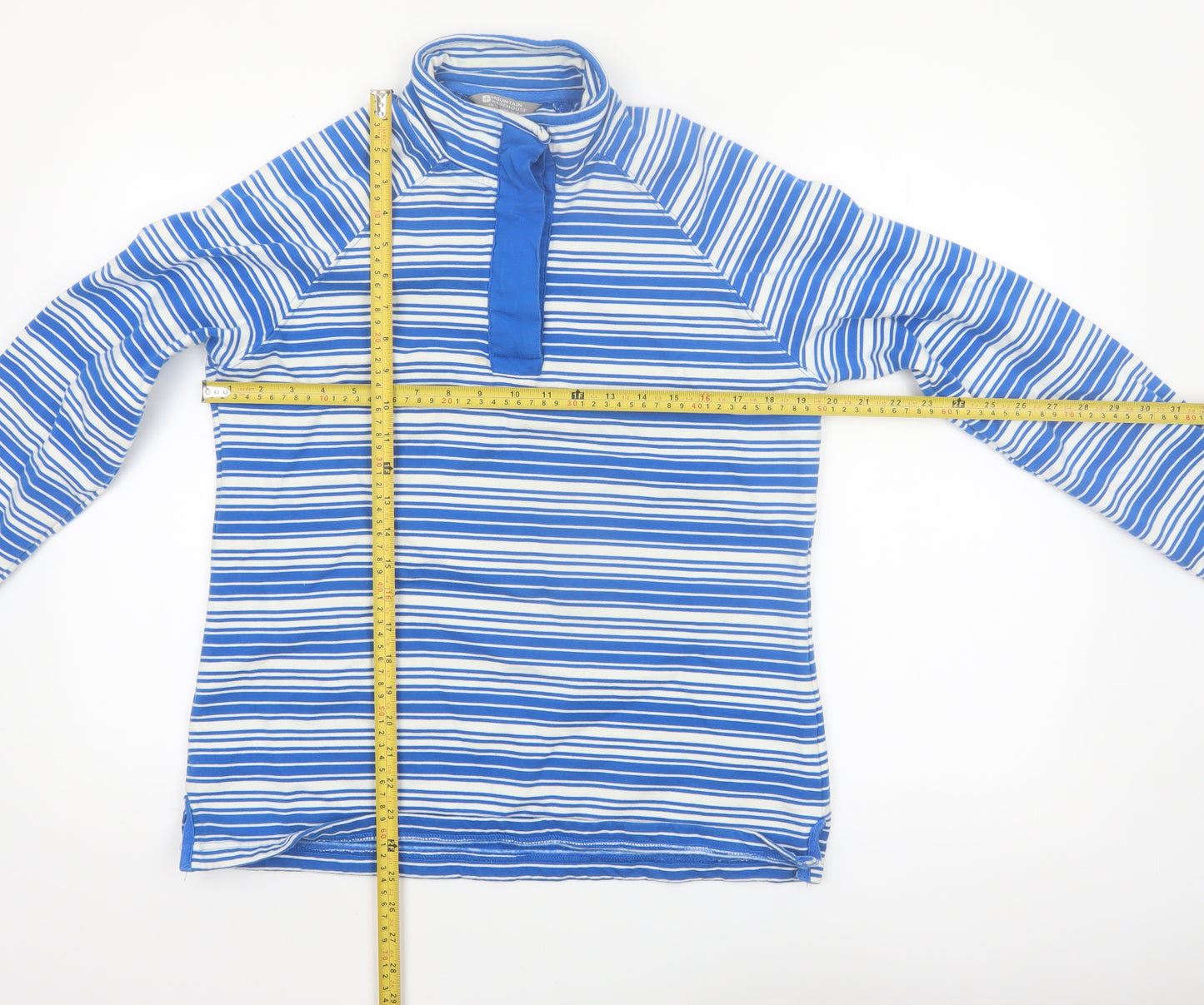 Mountain Warehouse Womens Blue Striped Henley Sweatshirt UK 12 Cotton
