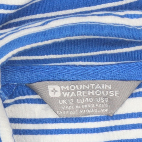 Mountain Warehouse Womens Blue Striped Henley Sweatshirt UK 12 Cotton
