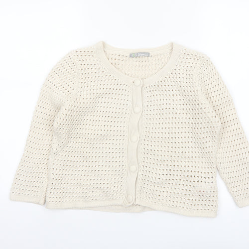 Marks and Spencer Women Ivory Open-Knit Cotton Cardigan UK 14