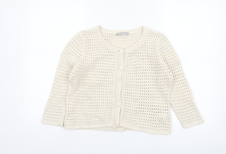 Marks and Spencer Women Ivory Open-Knit Cotton Cardigan UK 14