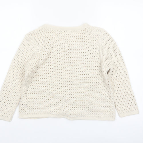 Marks and Spencer Women Ivory Open-Knit Cotton Cardigan UK 14
