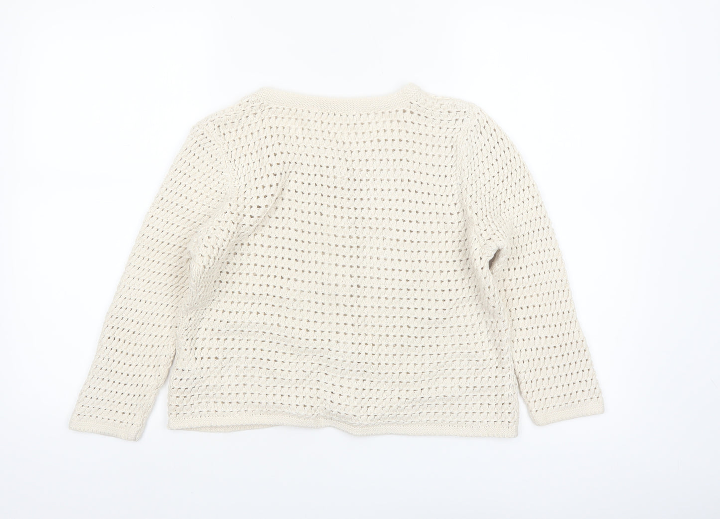 Marks and Spencer Women Ivory Open-Knit Cotton Cardigan UK 14