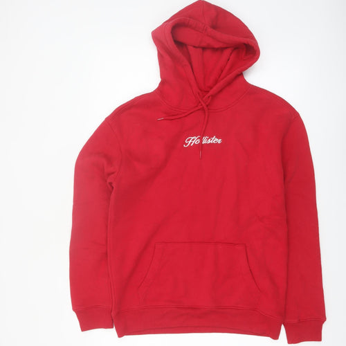 Hollister Men’s Red Pullover Hoodie Small Fleece Logo Sweatshirt