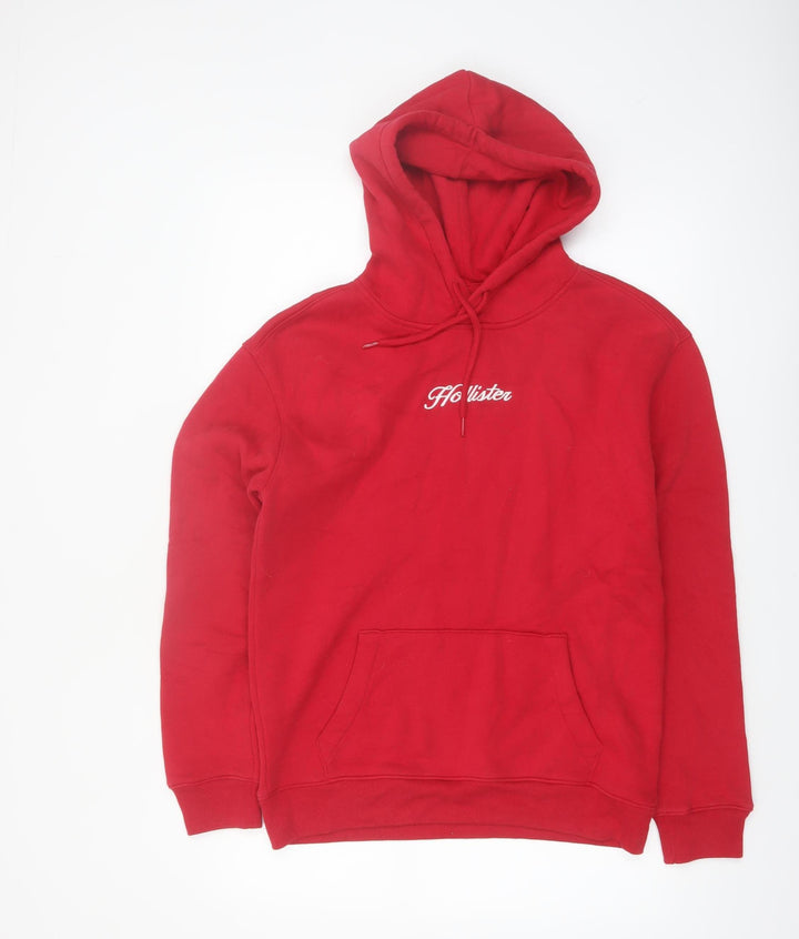 Hollister Men’s Red Pullover Hoodie Small Fleece Logo Sweatshirt