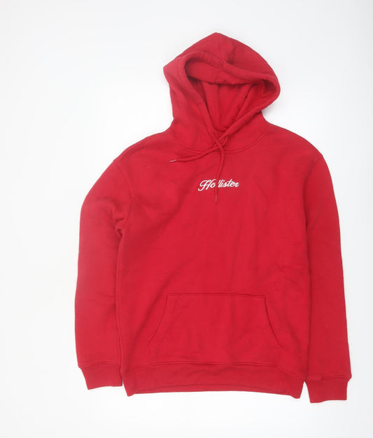Hollister Men’s Red Pullover Hoodie Small Fleece Logo Sweatshirt